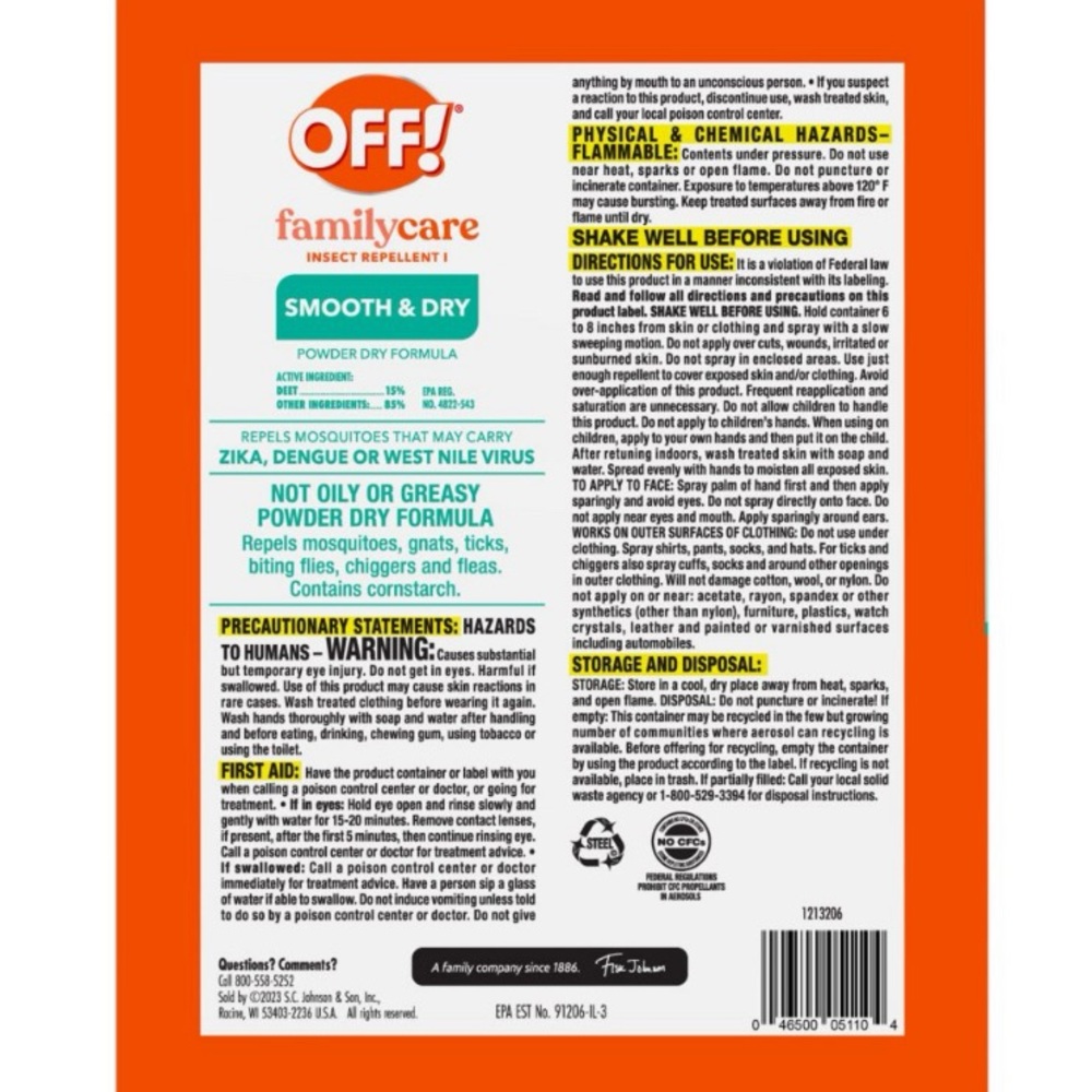 OFF! Family care insect mosquito bug repellant Smooth and Dry 3 pack - Picture 3 of 9